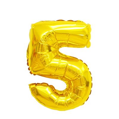 Ballon folie cijfer 5 goud 45cm
