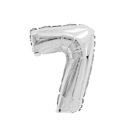 Ballon folie cijfer 7 zilver 45cm