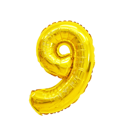 Ballon folie cijfer 9 goud 45cm