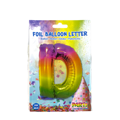 Ballon folie letter d rainbow 86cm