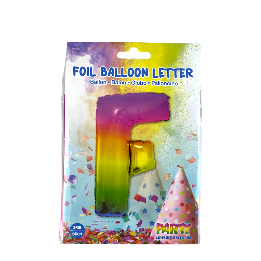 Ballon folie letter f rainbow 86cm