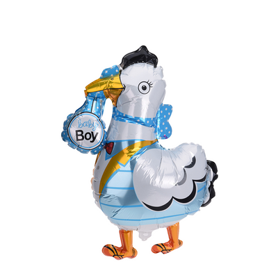 Ballon folie ooievaar baby boy 67x72cm
