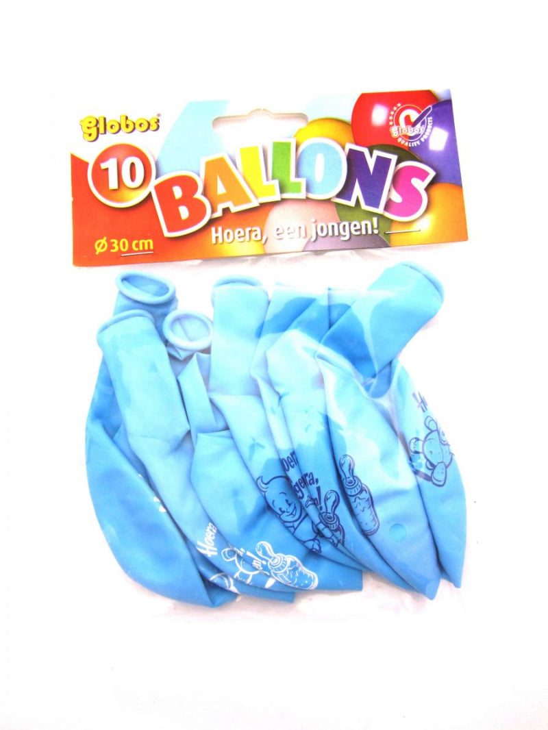 Globos ballonnen hoera een jongen (10st in zak)