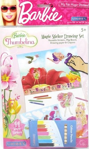 thumbelina raamstickers met kleurtjes en kleurplaat