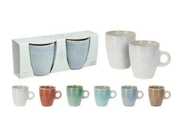 Excellent houseware beker aardewerk 220ml set a 2 stuks, assorti