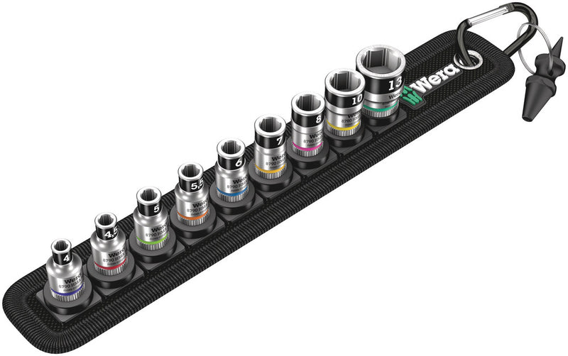 Wera belt a 1 zyklop doppen set dopsleutel (zwart, 10-delig, met vasthoudfunctie, met 1 4 -aandrijving)