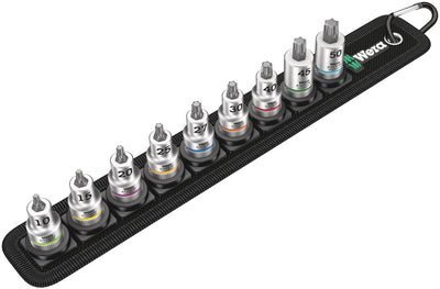 Wera belt b 3 torx® hf zyklop bitdoppen set torx dopsleutel (zwart zilver, met vasthoudfunctie, 3 8 -aandrijving, 9-delig)
