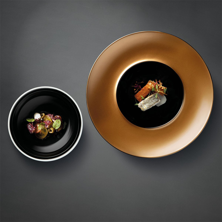 Berghoff gem presentatiebord en kom zwart goud