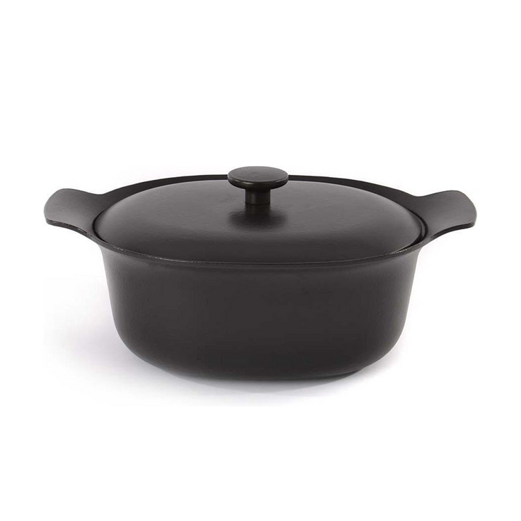 Berghoff ron kookpot ovaal met deksel gietijzer zwart 28x22cm