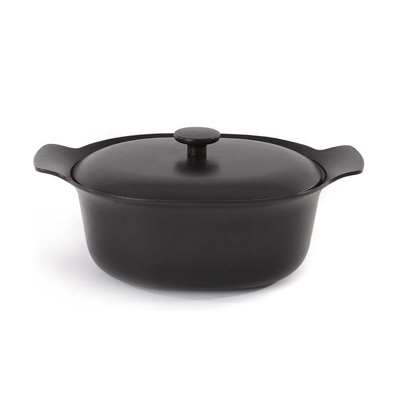 Berghoff ron kookpot ovaal met deksel gietijzer zwart 28x22cm