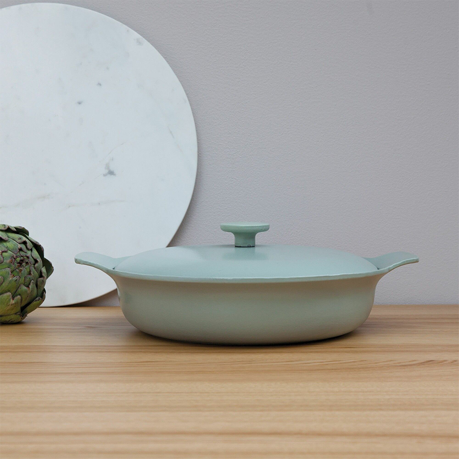 Berghoff ron sauteerpan met deksel gietijzer groen ø28cm