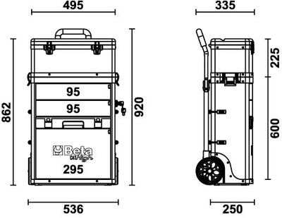 Beta c41h trolley, twee-delig grijs - 041000010