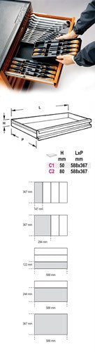 Beta harde voorgevormde inzetbakken met assortiment gereedschap t52 - 024240052