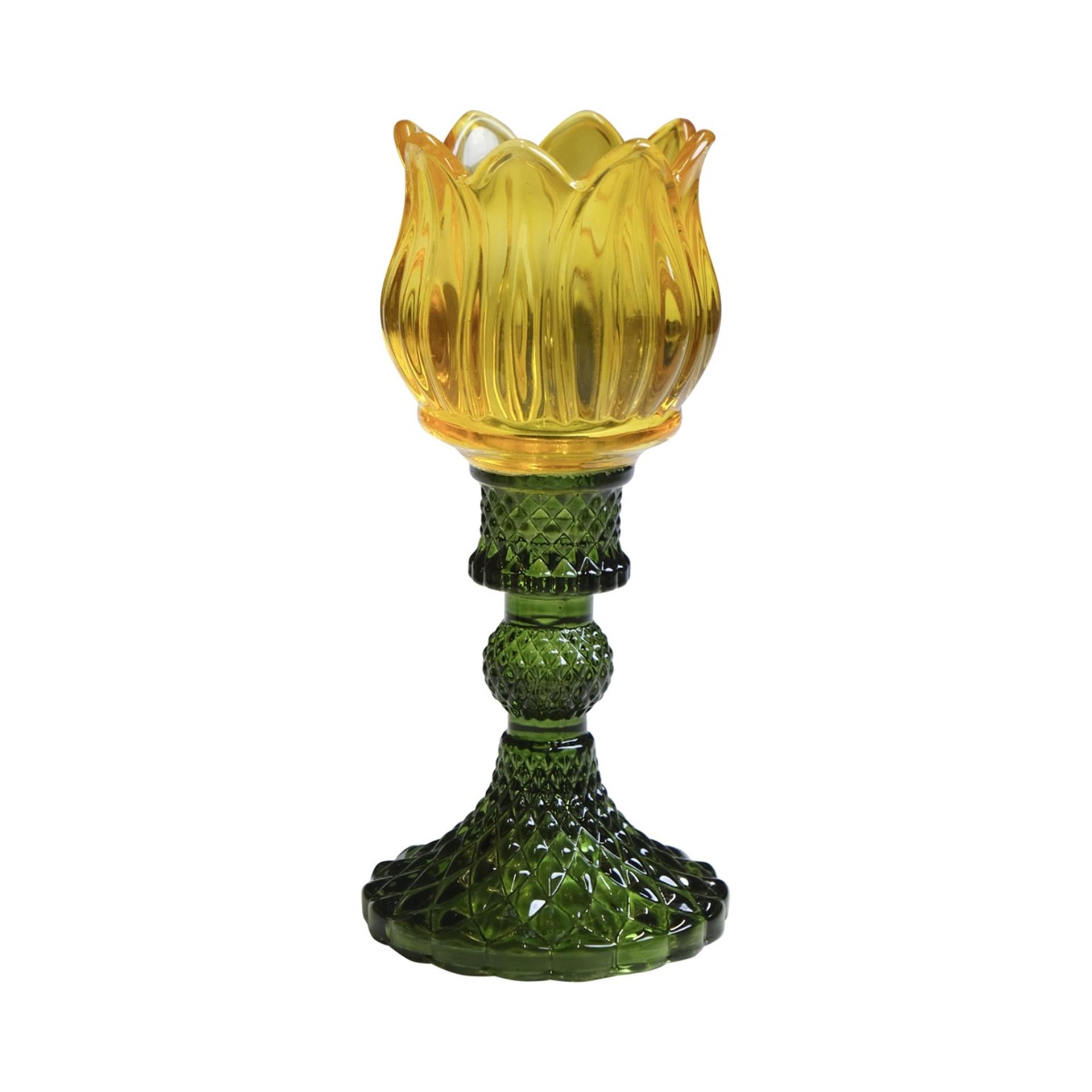 Mars more waxinelichthouder tulp glas geel 17cm
