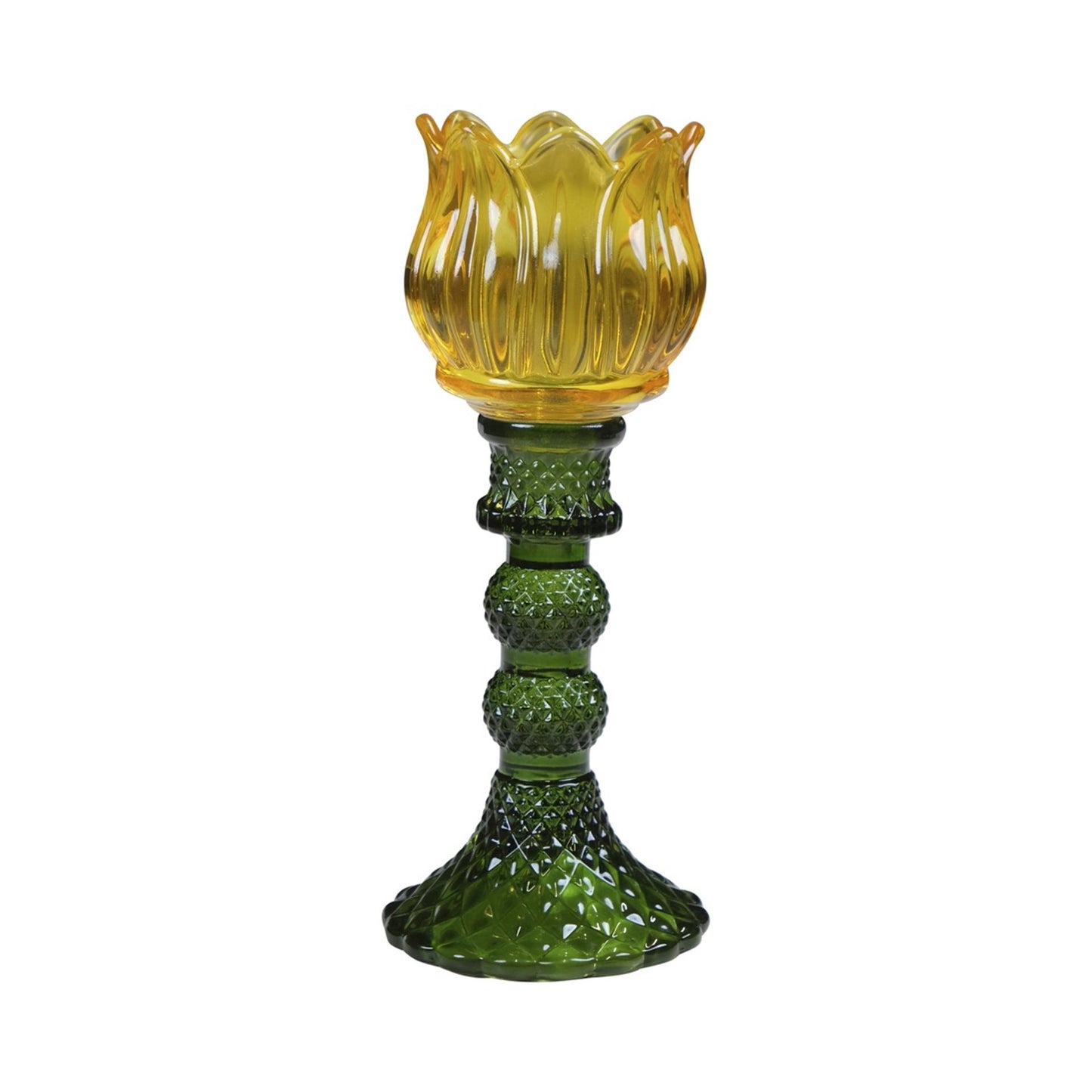 Mars more waxinelichthouder tulp glas geel 19cm