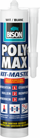 Bison poly max kit wit koker 280 ml, alles in 1 kit, waterdichte afdichting, universeel, binnen en buiten, overschilderbaar, vullend, krimpvrij, temperatuurbestendig van - 40°c tot + 100°c