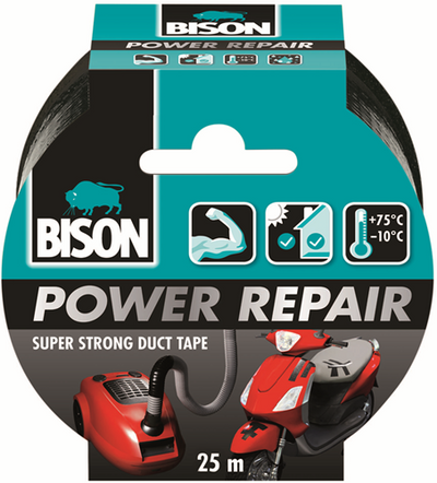 Bison power duct tape zwart 25mx4.8cm