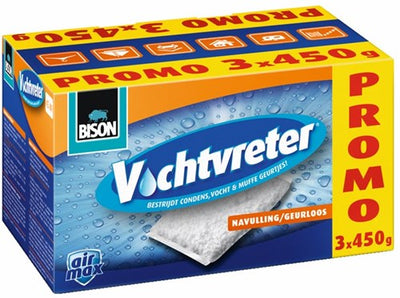 Bison vochtvreter® navulzak neutraal 3x 450 g schikt voor vochtvreter®, bestrijd hoge luchtvochtigheid, geen batterij nodig, ook geschikt voor caravans en campers
