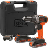 Black+decker bcd003me2k 18v 2x2.5ah schroefklopboormachine in koffer | 2x 18v 2.5ah accu's | 1a lader | in koffer - bcd003me2k-qw - afbeelding 1