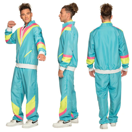 Boland retro trainingspak heren polyester blauw maat xl
