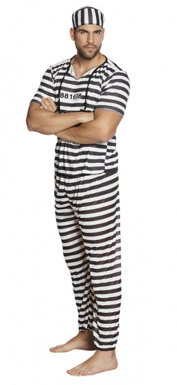 Boland Verkleedpak Gevangene Heren Zwart Wit Maat M L
