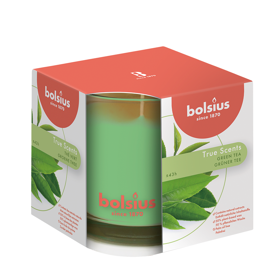 Bolsius geurglas true scents green tea 95 95mm