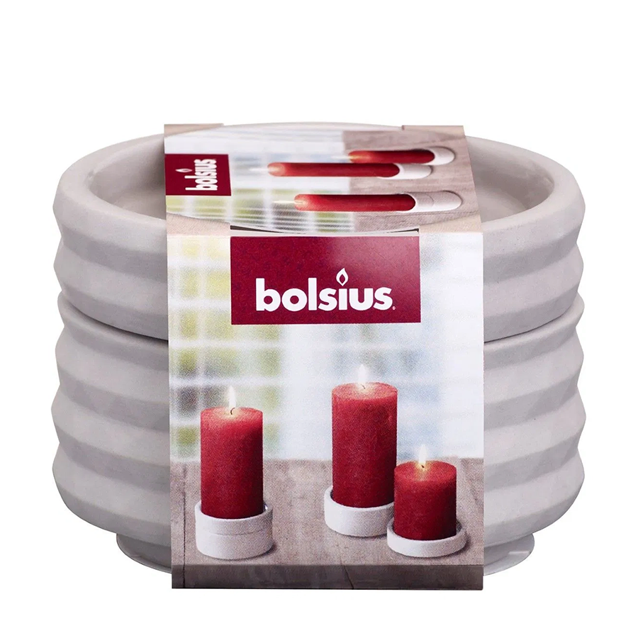 Bolsius kaarshouder lichtgrijs