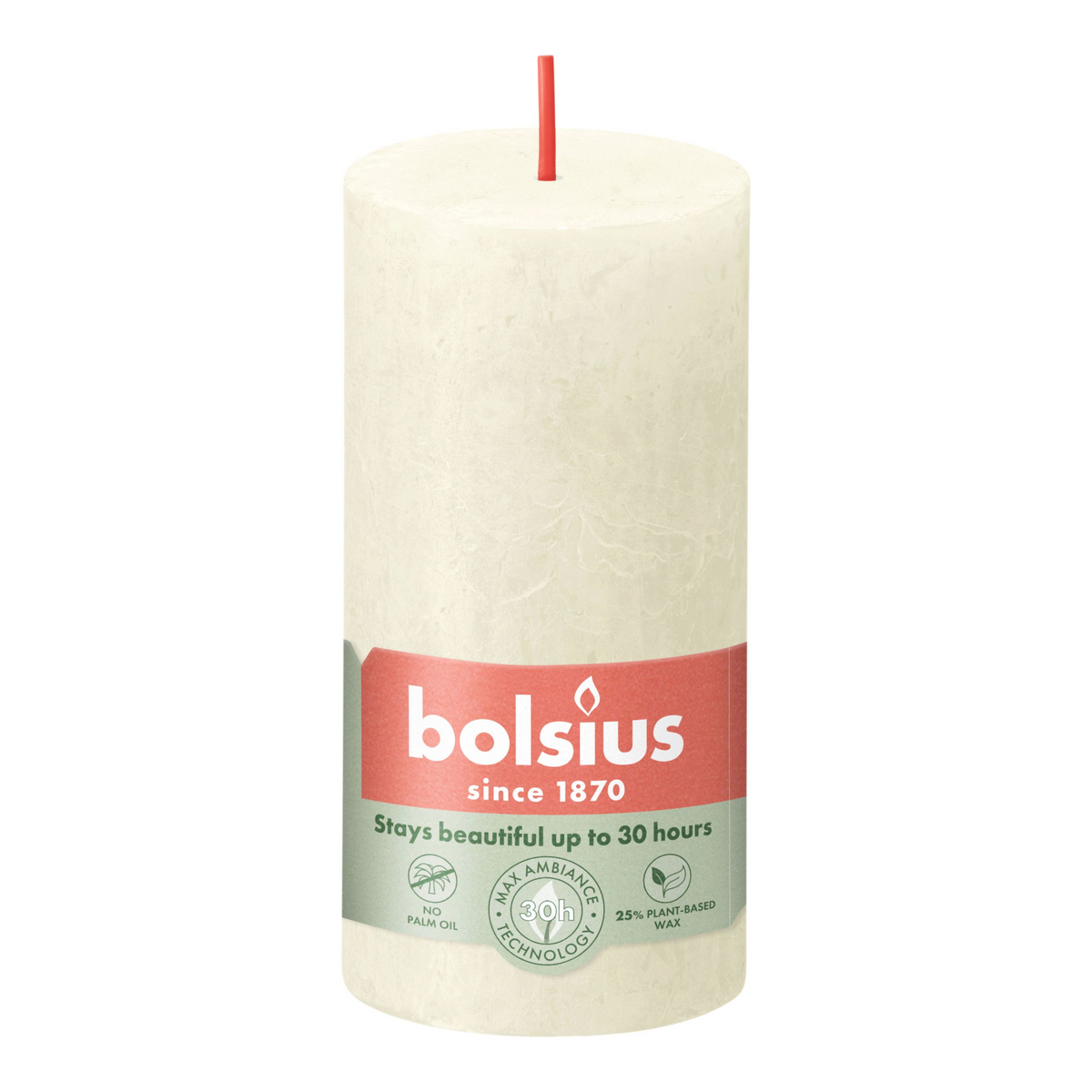 Bolsius rustiek stompkaars soft pearl ø50x100 mm 30 uur (8 stuks)