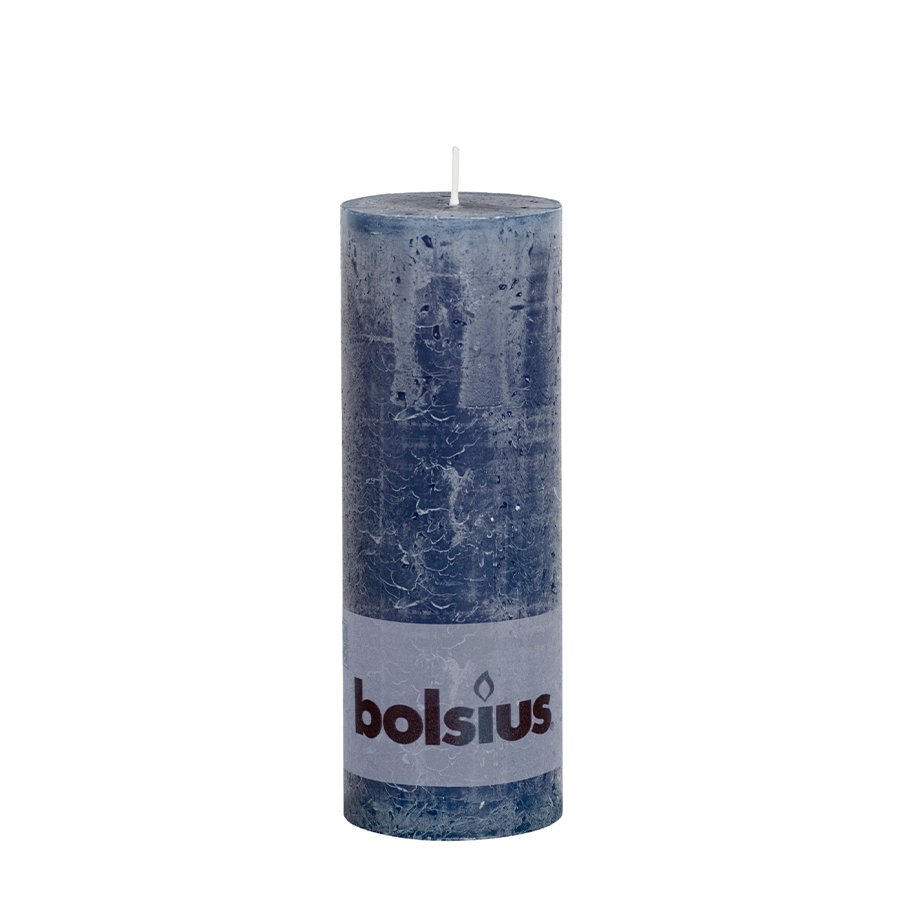 Bolsius rustieke stompkaars donkerblauw 190 68mm