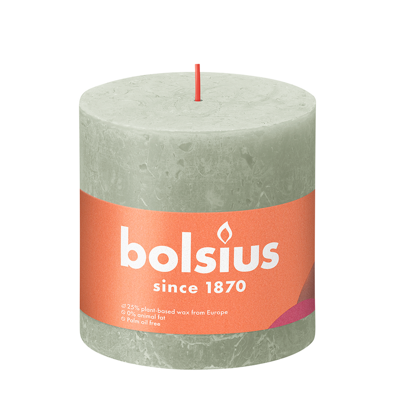 Bolsius rustieke stompkaars foggy green 100 100mm