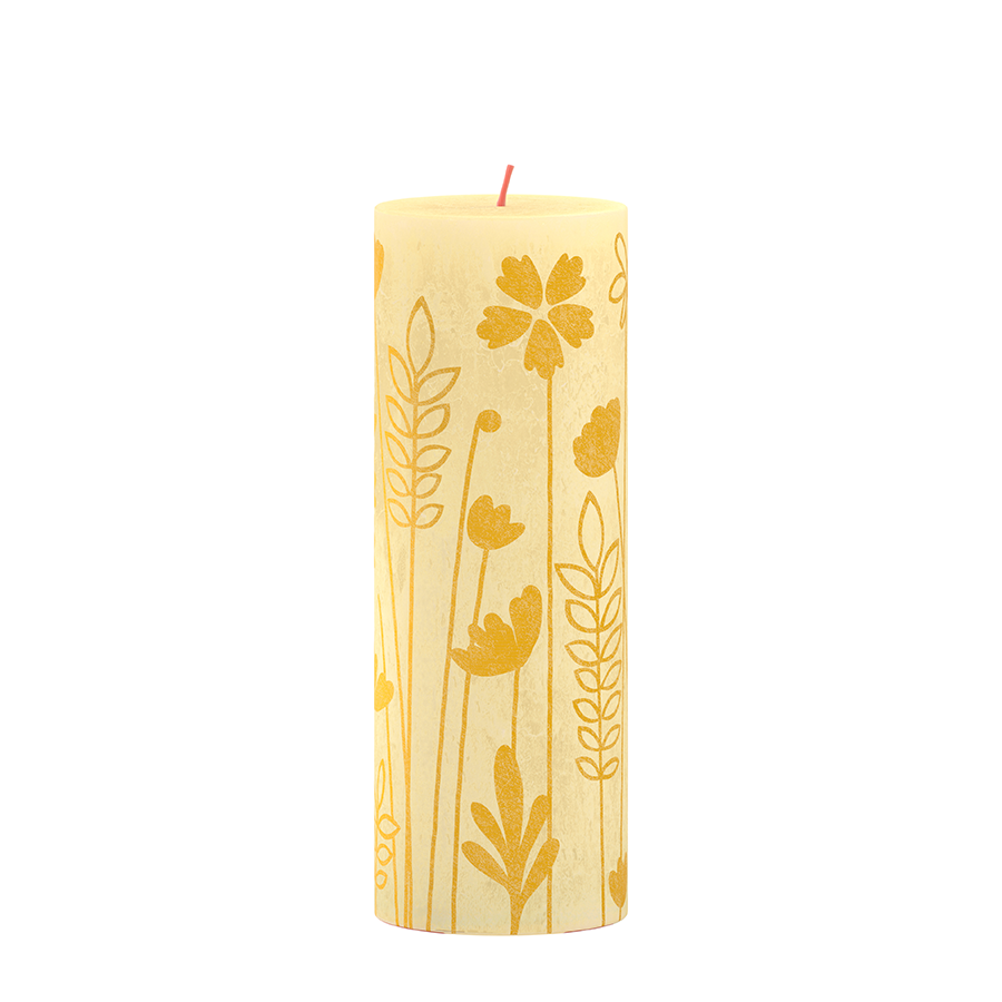 Bolsius rustieke stompkaars silhouette sunny edition botergeel 190 68mm