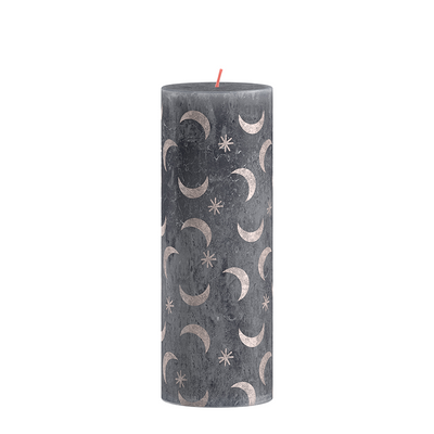 Bolsius silhouette stompkaars met print 19x6.8 cm leisteenblauw
