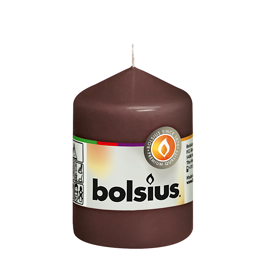 Bolsius stompkaars kastanjebruin 80 58mm