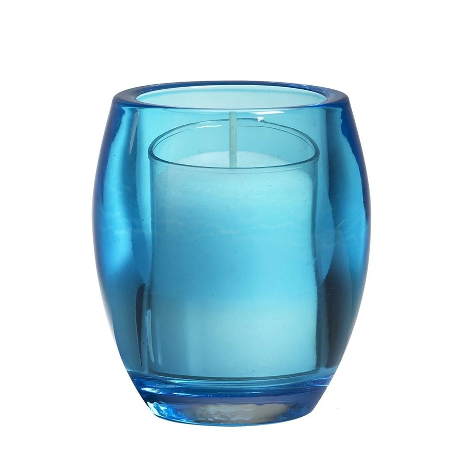 Abi bolsius theelichthouder glas oval aqua 77 72mm