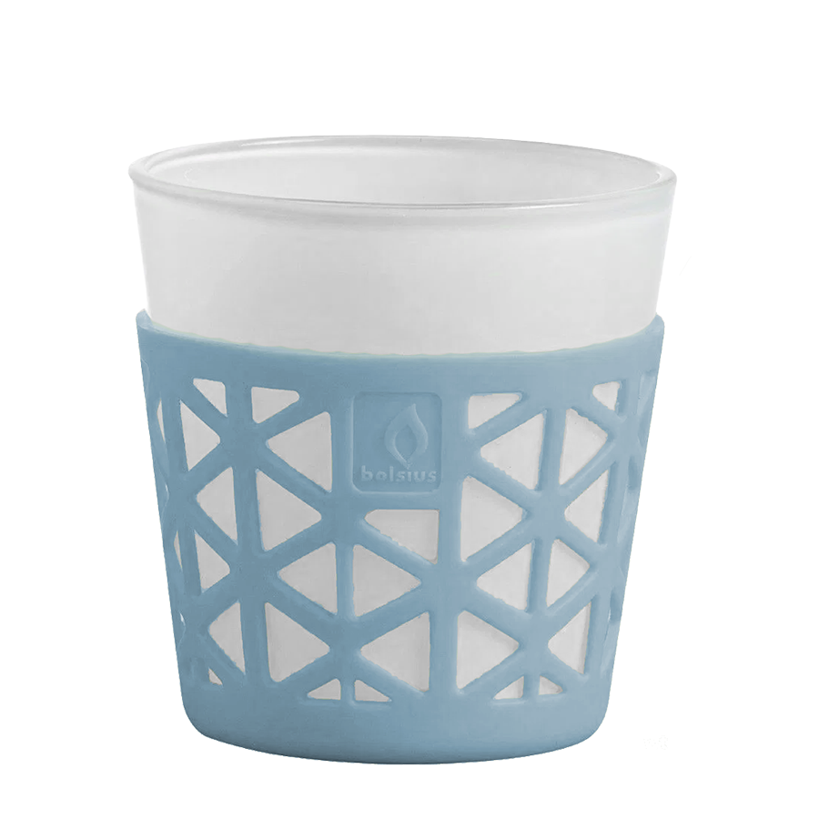 Bolsius theelichthouder glas siliconen blauw 75 75mm