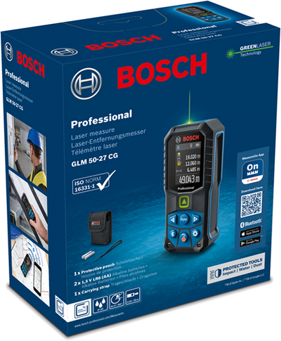 Bosch blauw bosch professional glm 50-27 cg - laser afstandmeter - 50 meter - inclusief batterijen - handlus - opbergetui