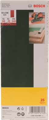 Bosch accessoires 25-delige schuurbladenset 93 x 230 mm voor vlakschuurmachines, korrel 60,80,120,240 - 2607019498 - afbeelding 2