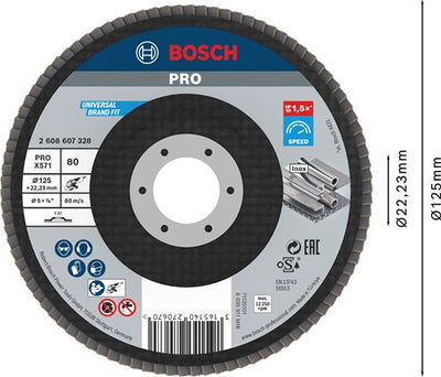 Bosch accessoires 1 lamellenschijf 125 x571, best for metal recht, 80 - 2608607328