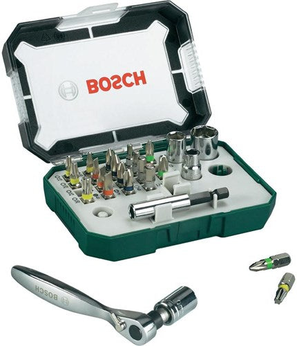 Bosch accessoires 26-delige schroefbit- en ratelset met kleur codering - 2607017322