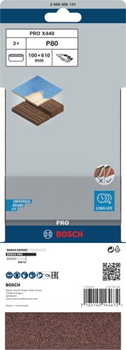 Bosch accessoires 3 banden 100x610 x440, best for wood+paint , k80 - 2608606131