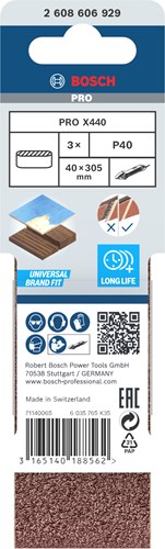 Bosch accessoires 3 banden 40x305 x440, best for wood+paint , k40 - 2608606929 - afbeelding 2