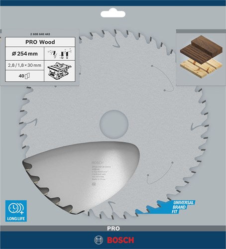 Bosch accessoires cirkelzaagblad optiline k v 254x30x2,8 40t wz - 2608640443