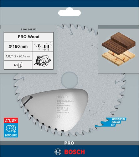 Bosch accessoires cirkelzaagblad optiline wood 160 x 20 16 x 1,8 mm, 48 1st - 2608641172