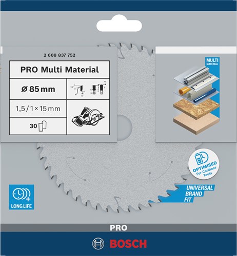 Bosch accessoires cirkelzaagblad st multi mat 85x15x1.5 1.0x30t - 2608837752