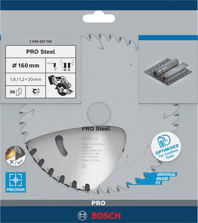 Bosch accessoires bosch pro steel draadloos zaagblad voor cirkelzagen 160 x 1,6 x 20 mm - 2608837749