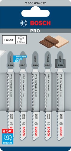 Bosch accessoires decoupeerzaagblad t 101 aif clean for hard wood 5st - 2608634897