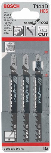 Bosch accessoires bosch decoupeerzaagblad - t 144 d - speed for wood - 3 stuks - afbeelding 1