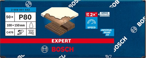 Bosch accessoires expert c470 schuurpapier 100 x 150 mm, k 80, 50-delig - 2608901642