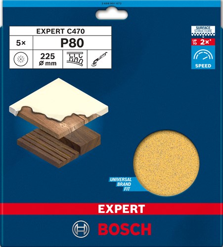 Bosch accessoires bosch accessories 2608901672 schuurpapier voor wand- en plafondschuurmachine korrelgrootte (num) 80 (ø) 225 mm 5 stuk(s