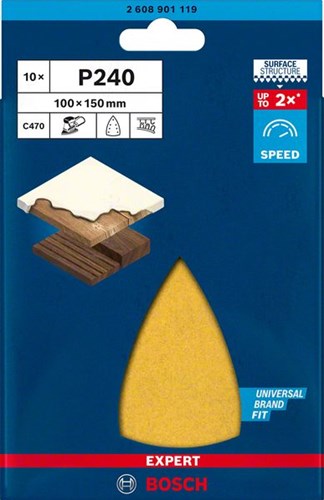 Bosch accessoires bosch expert schuurvel c470 best for wood and paint, 100 x 150 mm, korrel 240, 7 gaten, 10x